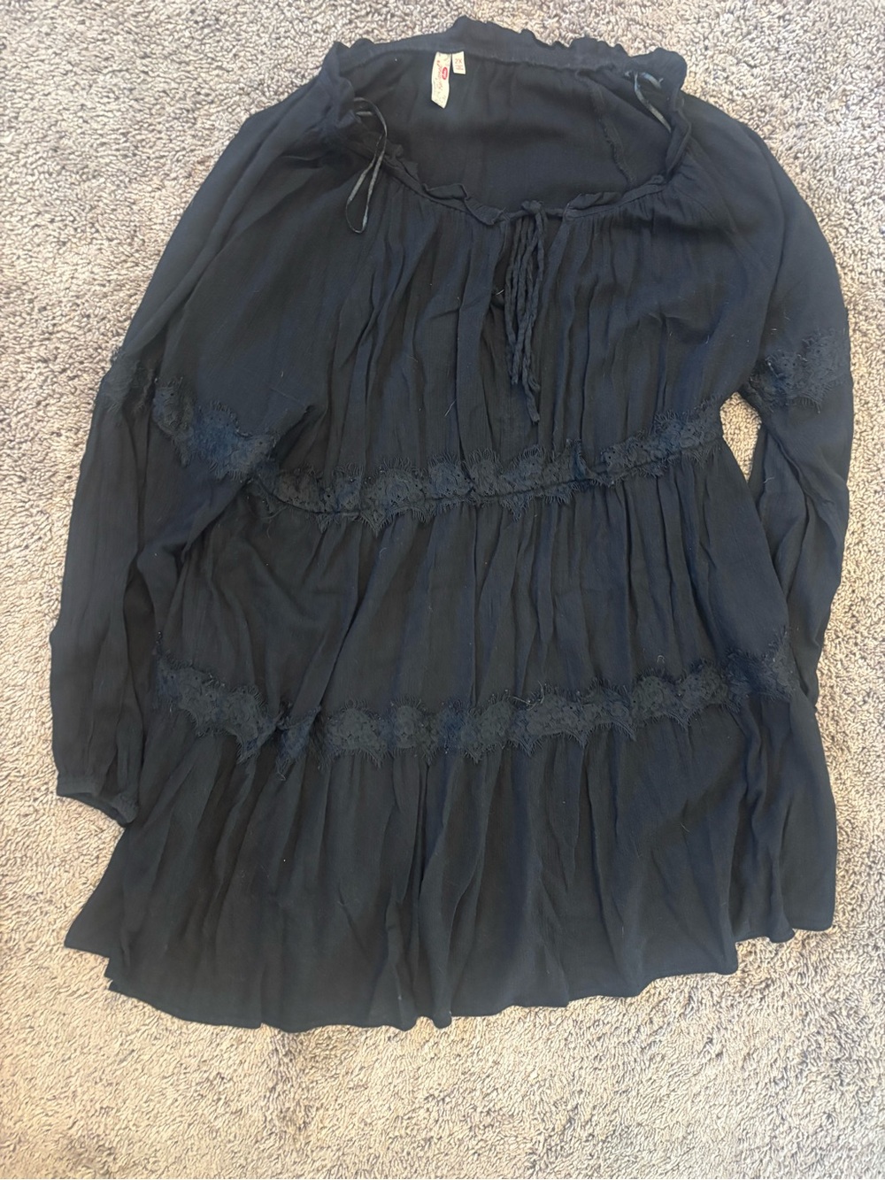 Red Camel Black Tiered Peasant Blouse